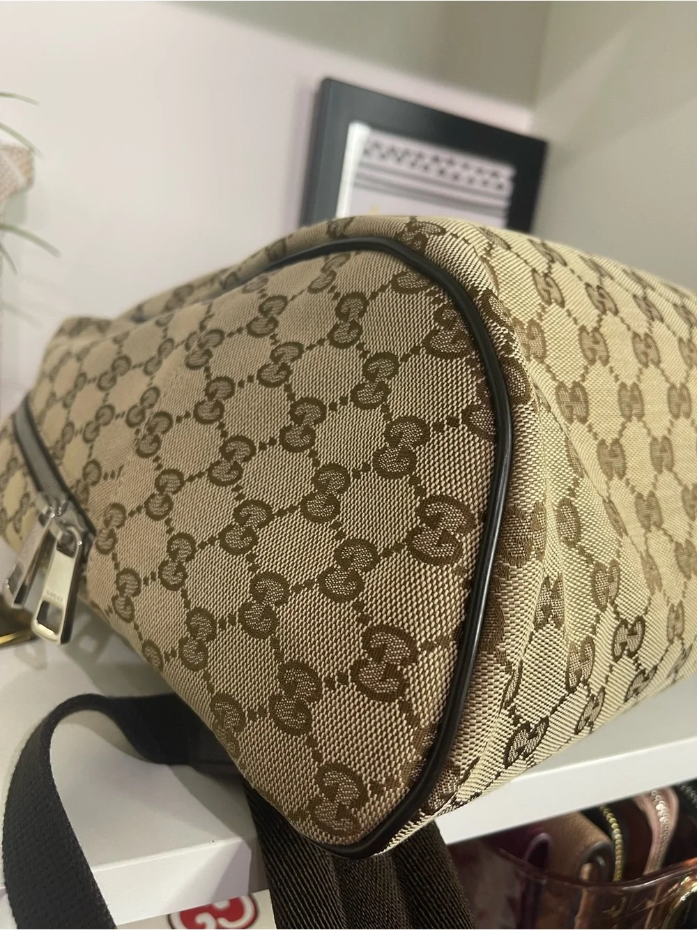 Gucci Brown Beige GG Canvas Backpack